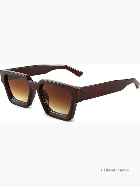 Retro 90s Chunky Rectangle Sunglasses UV400 Protection main image 4
